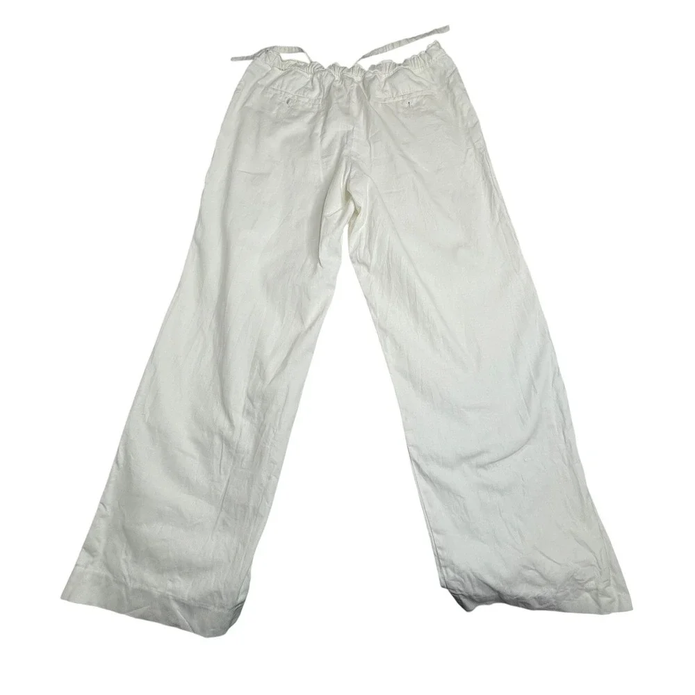 Axcess Liz Claiborne White Linen Blend Wide Leg Drawstring Pants Mens XL